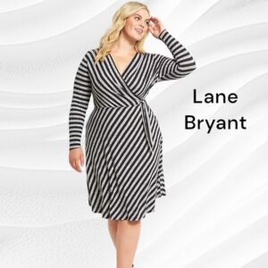 Lane Bryant Stripes Hacci V Neck Dress Sz 18